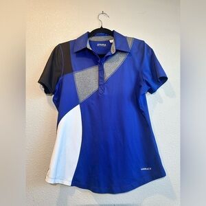 ANNIKA Blue and Gray Polo Shirt